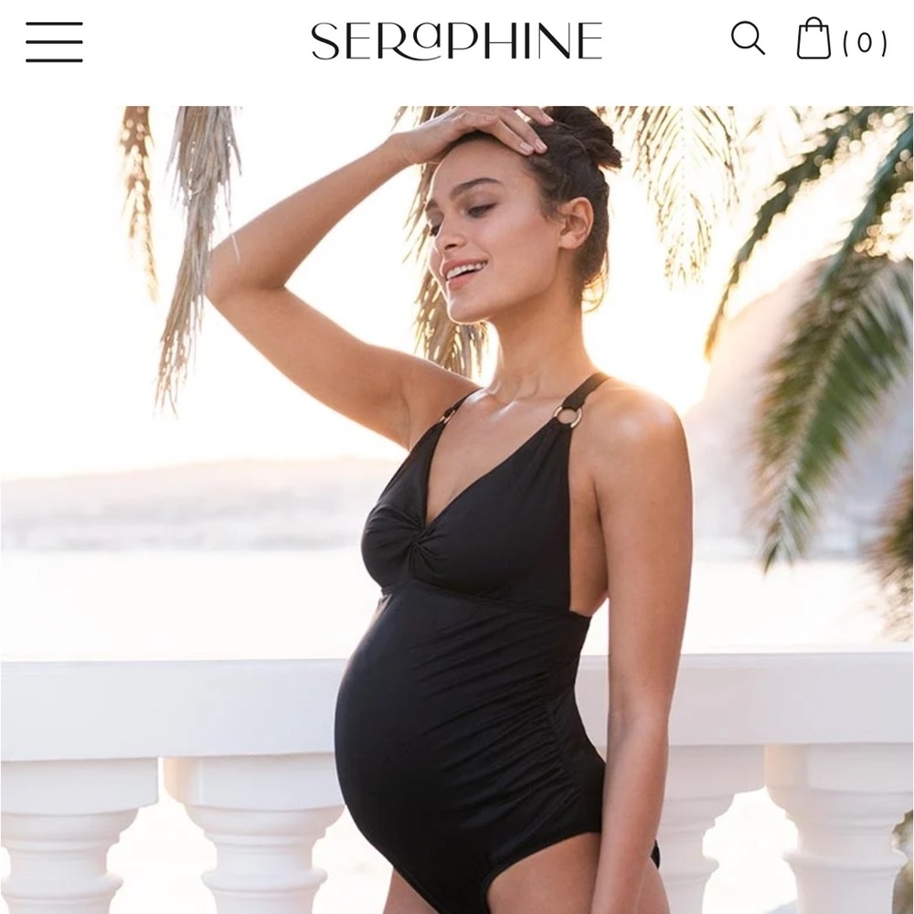 Seraphine Maternity Front Twist Black Swimsuit